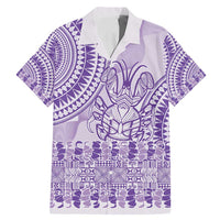 Purple Niue Language Week Family Matching Mermaid Dress and Hawaiian Shirt The Rock Coconut Crab - Siapo Pattern LT14 Dad's Shirt - Short Sleeve Purple - Polynesian Pride