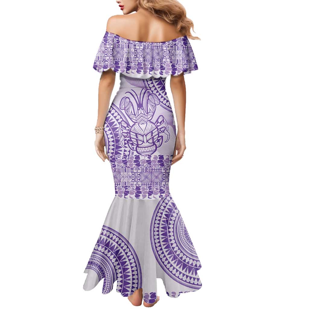 Purple Niue Language Week Family Matching Mermaid Dress and Hawaiian Shirt The Rock Coconut Crab - Siapo Pattern LT14 - Polynesian Pride