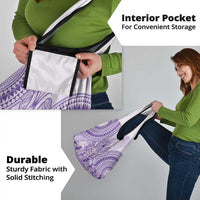 Purple Niue Language Week Grocery Bag The Rock Coconut Crab - Siapo Pattern