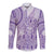 Purple Niue Language Week Long Sleeve Button Shirt The Rock Coconut Crab - Siapo Pattern