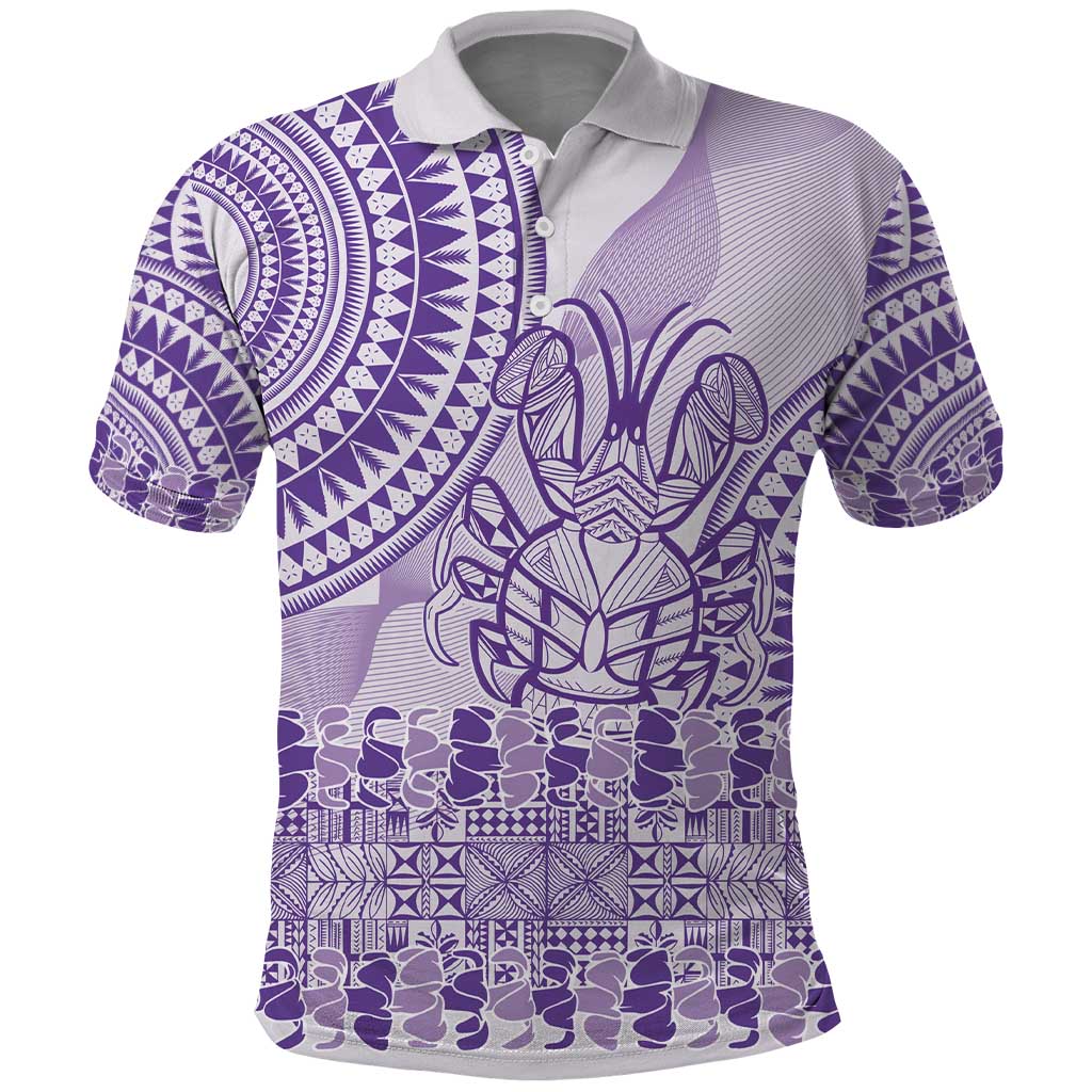 Purple Niue Language Week Polo Shirt The Rock Coconut Crab - Siapo Pattern