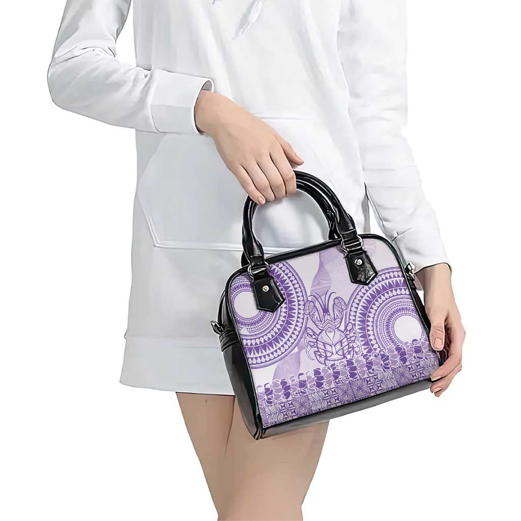 Purple Niue Language Week Shoulder Handbag The Rock Coconut Crab - Siapo Pattern