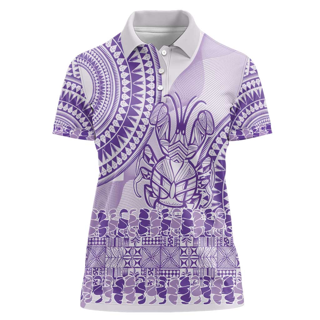 Purple Niue Language Week Women Polo Shirt The Rock Coconut Crab - Siapo Pattern LT14 Female Purple - Polynesian Pride