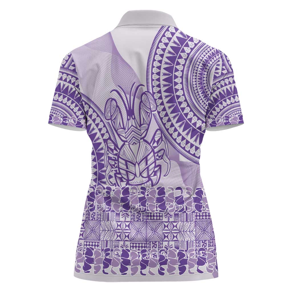 Purple Niue Language Week Women Polo Shirt The Rock Coconut Crab - Siapo Pattern LT14 - Polynesian Pride