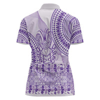 Purple Niue Language Week Women Polo Shirt The Rock Coconut Crab - Siapo Pattern LT14 - Polynesian Pride