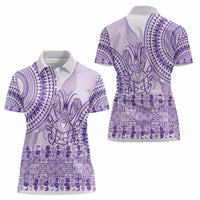 Purple Niue Language Week Women Polo Shirt The Rock Coconut Crab - Siapo Pattern LT14 - Polynesian Pride