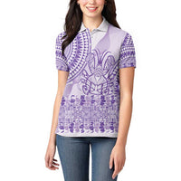 Purple Niue Language Week Women Polo Shirt The Rock Coconut Crab - Siapo Pattern LT14 - Polynesian Pride
