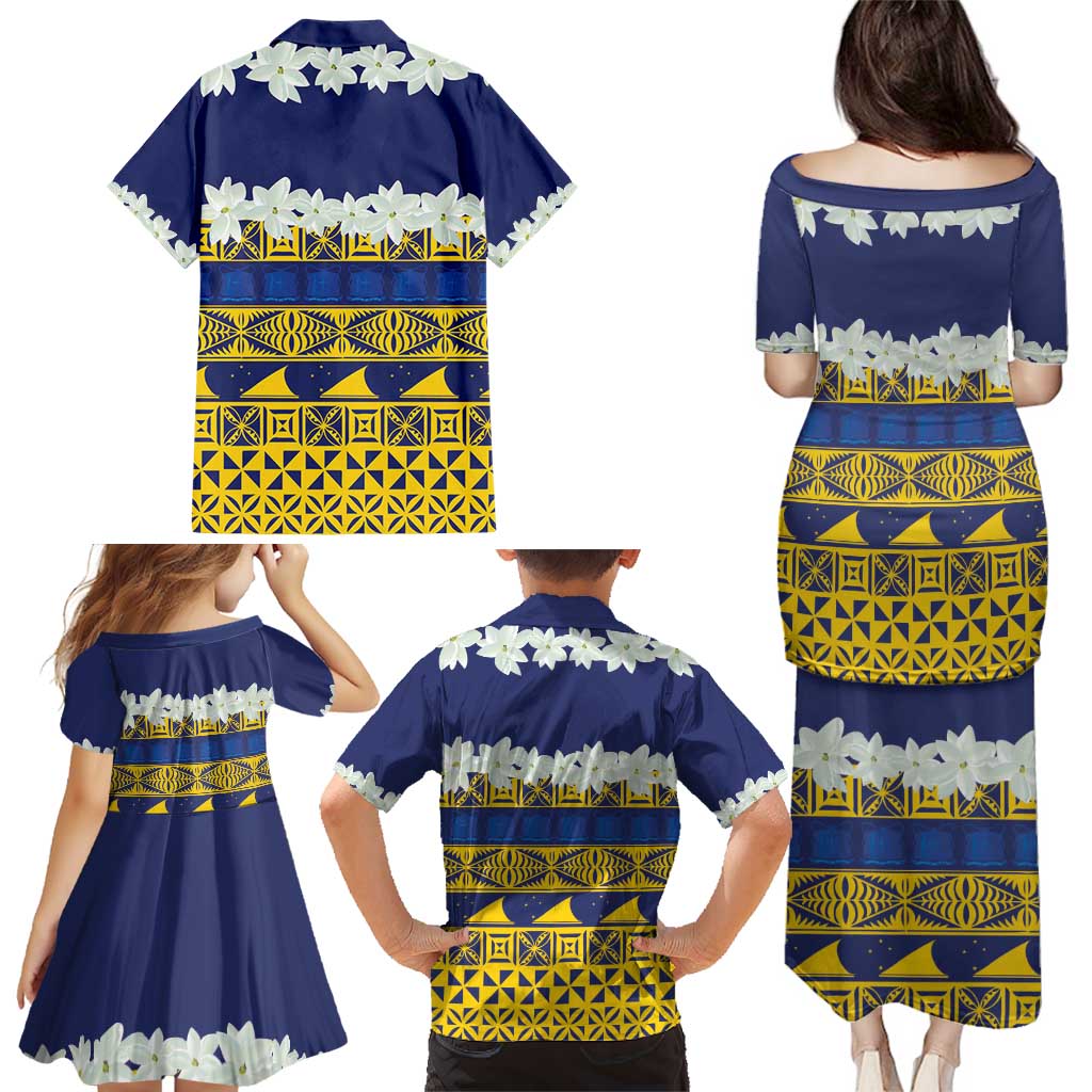 Tokelau Language Week Family Matching Puletasi and Hawaiian Shirt Tokelauan Tuluma With Gardenia Thunbergia LT14 - Polynesian Pride