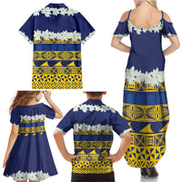 Tokelau Language Week Family Matching Summer Maxi Dress and Hawaiian Shirt Tokelauan Tuluma With Gardenia Thunbergia LT14 - Polynesian Pride