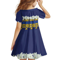 Tokelau Language Week Kid Short Sleeve Dress Tokelauan Tuluma With Gardenia Thunbergia