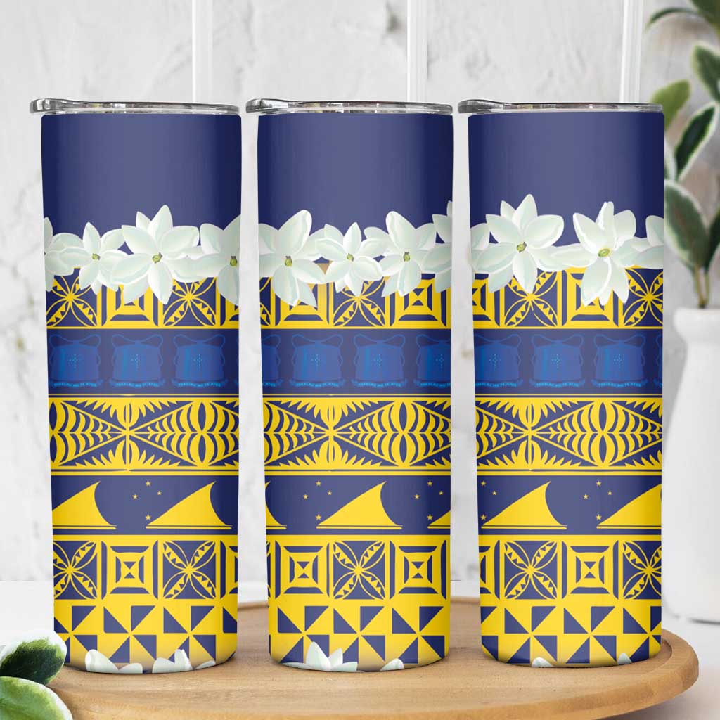 Tokelau Language Week Skinny Tumbler Tokelauan Tuluma With Gardenia Thunbergia LT14 - Polynesian Pride