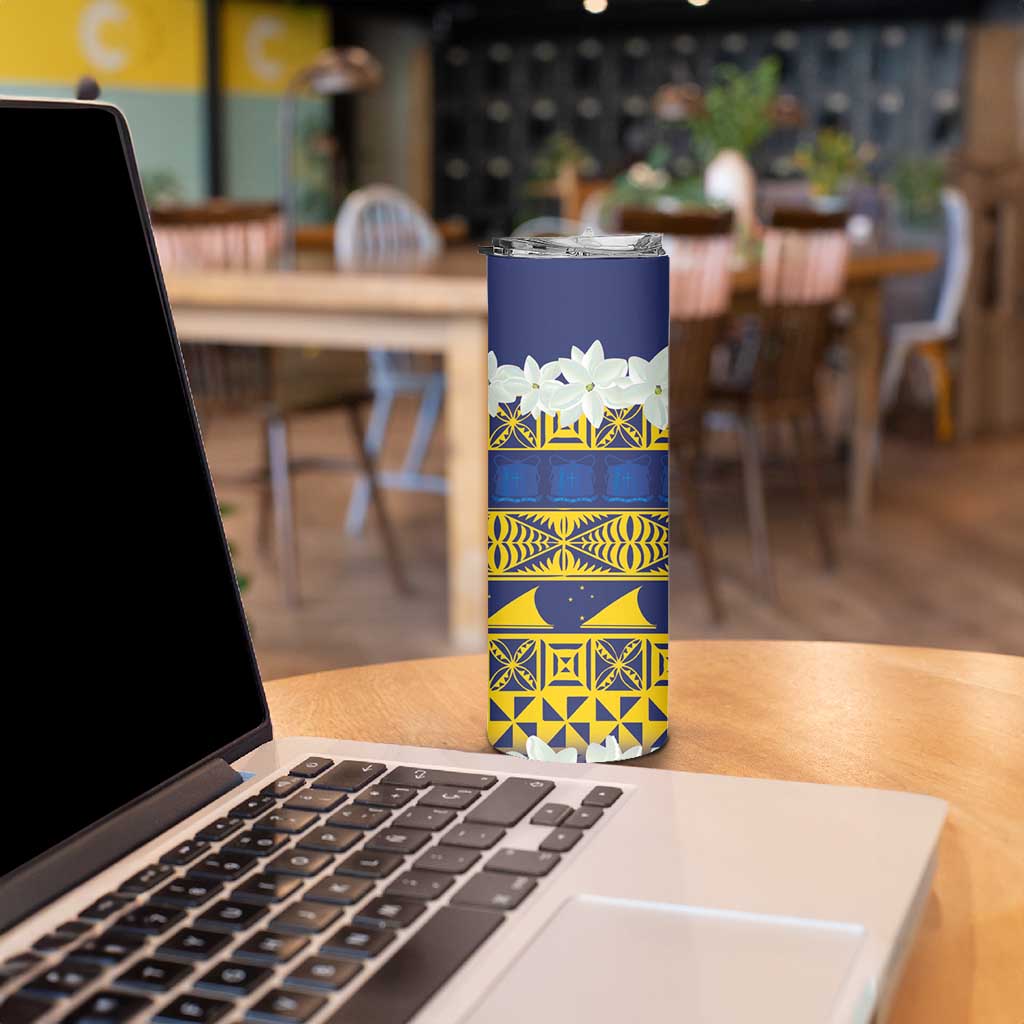Tokelau Language Week Skinny Tumbler Tokelauan Tuluma With Gardenia Thunbergia LT14 - Polynesian Pride