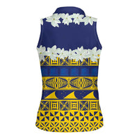 Tokelau Language Week Women Sleeveless Polo Shirt Tokelauan Tuluma With Gardenia Thunbergia LT14 - Polynesian Pride