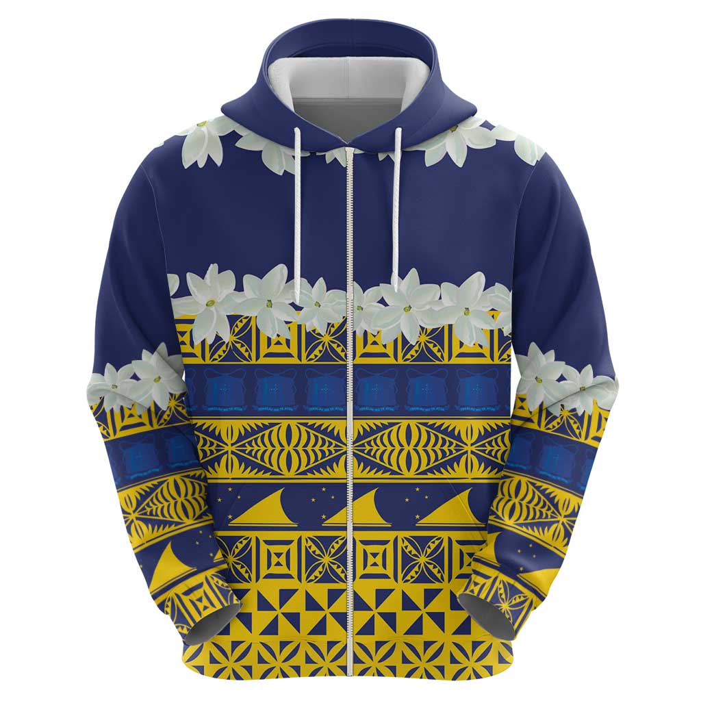 Tokelau Language Week Zip Hoodie Tokelauan Tuluma With Gardenia Thunbergia