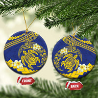 Te Vaiaho o te Gagana Tokelau Ceramic Ornament Polynesian Turtle - Malo Ni! LT14 Circle Blue - Polynesian Pride