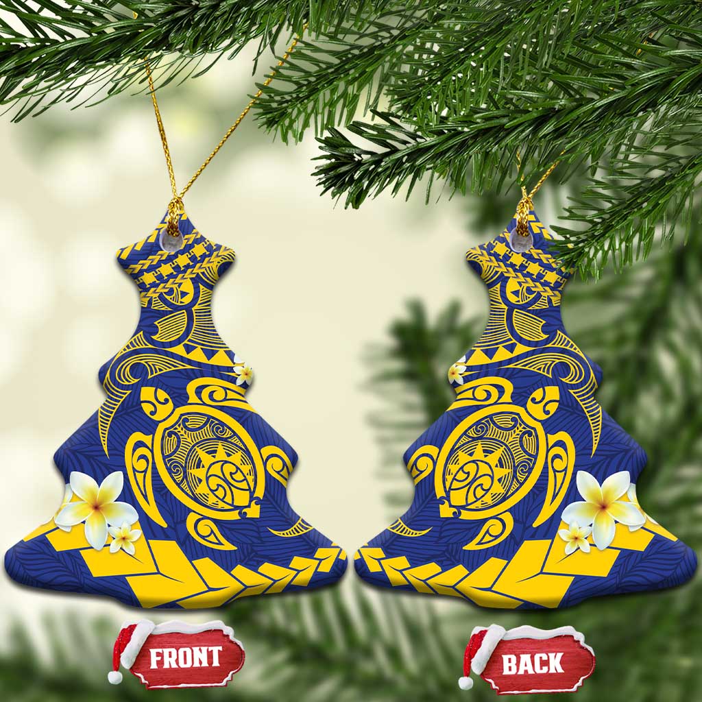 Te Vaiaho o te Gagana Tokelau Ceramic Ornament Polynesian Turtle - Malo Ni! LT14 Christmas Tree Blue - Polynesian Pride