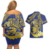 Te Vaiaho o te Gagana Tokelau Couples Matching Off Shoulder Short Dress and Hawaiian Shirt Polynesian Turtle - Malo Ni! LT14 - Polynesian Pride