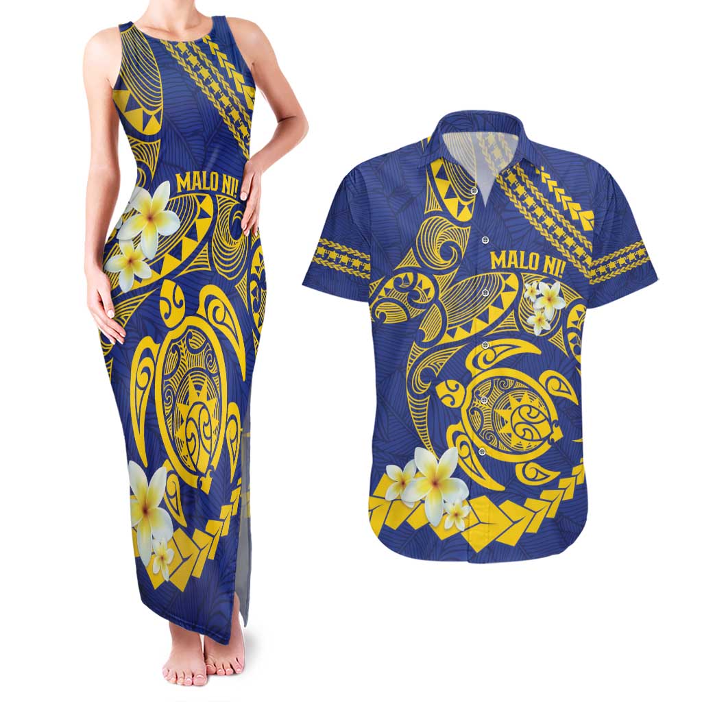 Te Vaiaho o te Gagana Tokelau Couples Matching Tank Maxi Dress and Hawaiian Shirt Polynesian Turtle - Malo Ni! LT14 Blue - Polynesian Pride