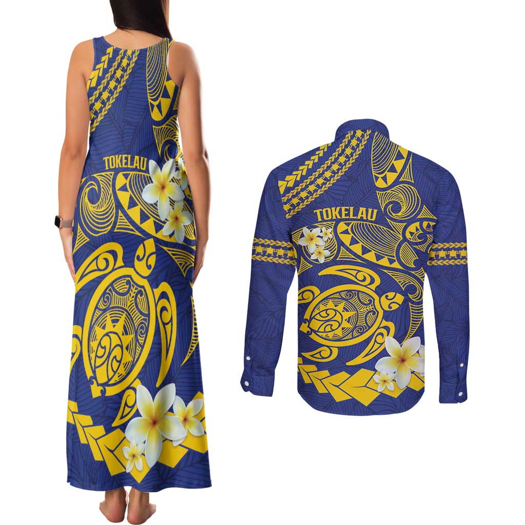 Te Vaiaho o te Gagana Tokelau Couples Matching Tank Maxi Dress and Long Sleeve Button Shirt Polynesian Turtle - Malo Ni! LT14 - Polynesian Pride
