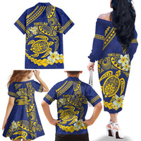 Te Vaiaho o te Gagana Tokelau Family Matching Off The Shoulder Long Sleeve Dress and Hawaiian Shirt Polynesian Turtle - Malo Ni! LT14 - Polynesian Pride