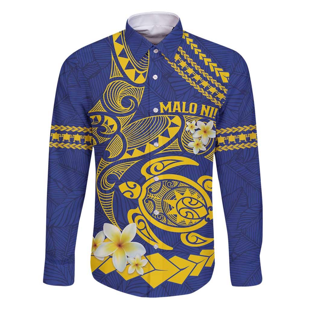 Te Vaiaho o te Gagana Tokelau Family Matching Off Shoulder Short Dress and Hawaiian Shirt Polynesian Turtle - Malo Ni! LT14 Dad's Shirt - Long Sleeve Blue - Polynesian Pride