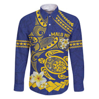 Te Vaiaho o te Gagana Tokelau Family Matching Puletasi and Hawaiian Shirt Polynesian Turtle - Malo Ni! LT14 Dad's Shirt - Long Sleeve Blue - Polynesian Pride