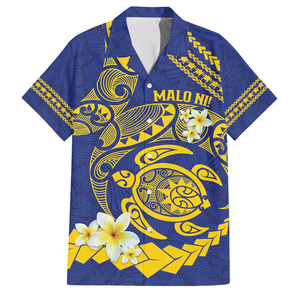 Te Vaiaho o te Gagana Tokelau Family Matching Summer Maxi Dress and Hawaiian Shirt Polynesian Turtle - Malo Ni! LT14 Dad's Shirt - Short Sleeve Blue - Polynesian Pride