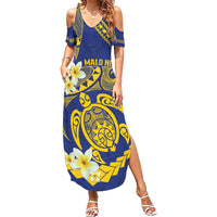 Te Vaiaho o te Gagana Tokelau Family Matching Summer Maxi Dress and Hawaiian Shirt Polynesian Turtle - Malo Ni! LT14 Mom's Dress Blue - Polynesian Pride