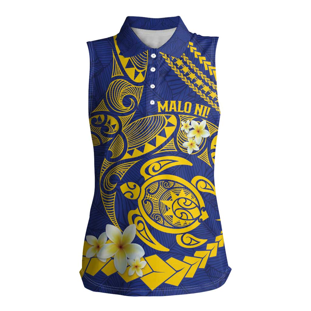 Te Vaiaho o te Gagana Tokelau Women Sleeveless Polo Shirt Polynesian Turtle - Malo Ni! LT14 Female Blue - Polynesian Pride