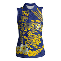 Te Vaiaho o te Gagana Tokelau Women Sleeveless Polo Shirt Polynesian Turtle - Malo Ni! LT14 Female Blue - Polynesian Pride