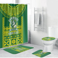 Fiji Tailevu Rugby Custom Bathroom Set Go Champions Fijian Tapa Pattern LT14 Bathroom Set (4 pcs) Green - Polynesian Pride