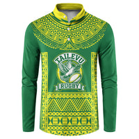 Fiji Tailevu Rugby Custom Button Sweatshirt Go Champions Fijian Tapa Pattern LT14 Green - Polynesian Pride