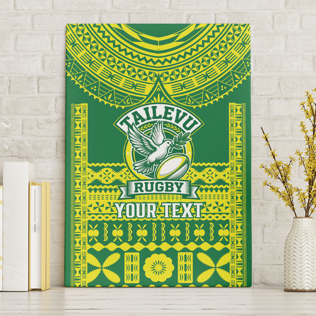 Fiji Tailevu Rugby Custom Canvas Wall Art Go Champions Fijian Tapa Pattern LT14 Without Frame Green - Polynesian Pride