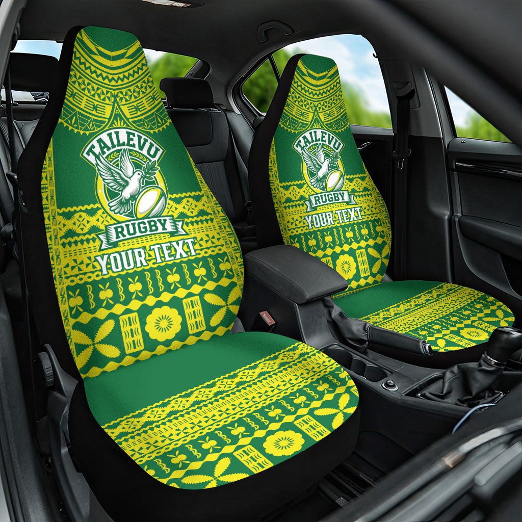 Fiji Tailevu Rugby Custom Car Seat Cover Go Champions Fijian Tapa Pattern LT14 One Size Green - Polynesian Pride