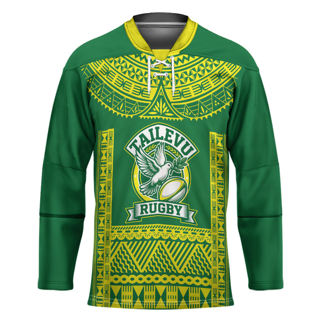 Fiji Tailevu Rugby Custom Hockey Jersey Go Champions Fijian Tapa Pattern LT14 Unisex Green - Polynesian Pride