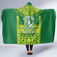 Fiji Tailevu Rugby Custom Hooded Blanket Go Champions Fijian Tapa Pattern LT14 One Size Green - Polynesian Pride