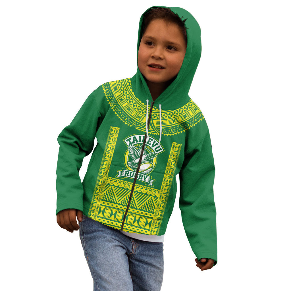 Fiji Tailevu Rugby Custom Kid Hoodie Go Champions Fijian Tapa Pattern LT14 - Polynesian Pride