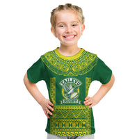 Fiji Tailevu Rugby Custom Kid T Shirt Go Champions Fijian Tapa Pattern LT14 Green - Polynesian Pride