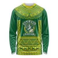 Fiji Tailevu Rugby Custom Long Sleeve Shirt Go Champions Fijian Tapa Pattern LT14 Unisex Green - Polynesian Pride