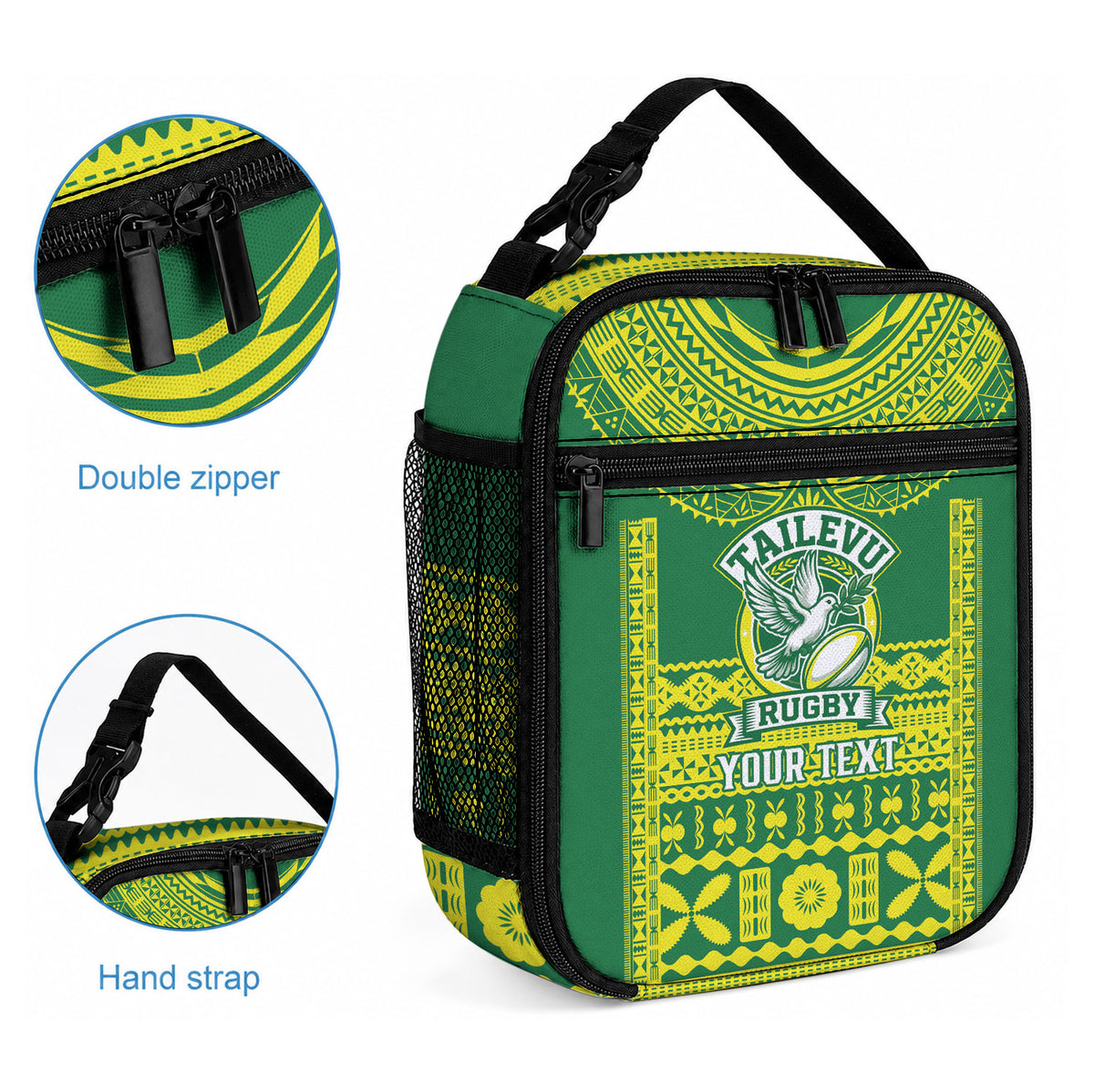 Fiji Tailevu Rugby Custom Lunch Bag Go Champions Fijian Tapa Pattern LT14 - Polynesian Pride