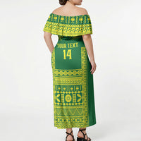 Fiji Tailevu Rugby Custom Off Shoulder Maxi Dress Go Champions Fijian Tapa Pattern LT14 - Polynesian Pride