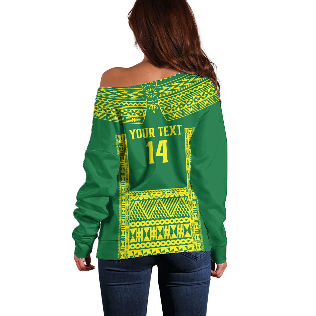 Fiji Tailevu Rugby Custom Off Shoulder Sweater Go Champions Fijian Tapa Pattern LT14 - Polynesian Pride