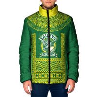 Fiji Tailevu Rugby Custom Padded Jacket Go Champions Fijian Tapa Pattern LT14 Men Green - Polynesian Pride