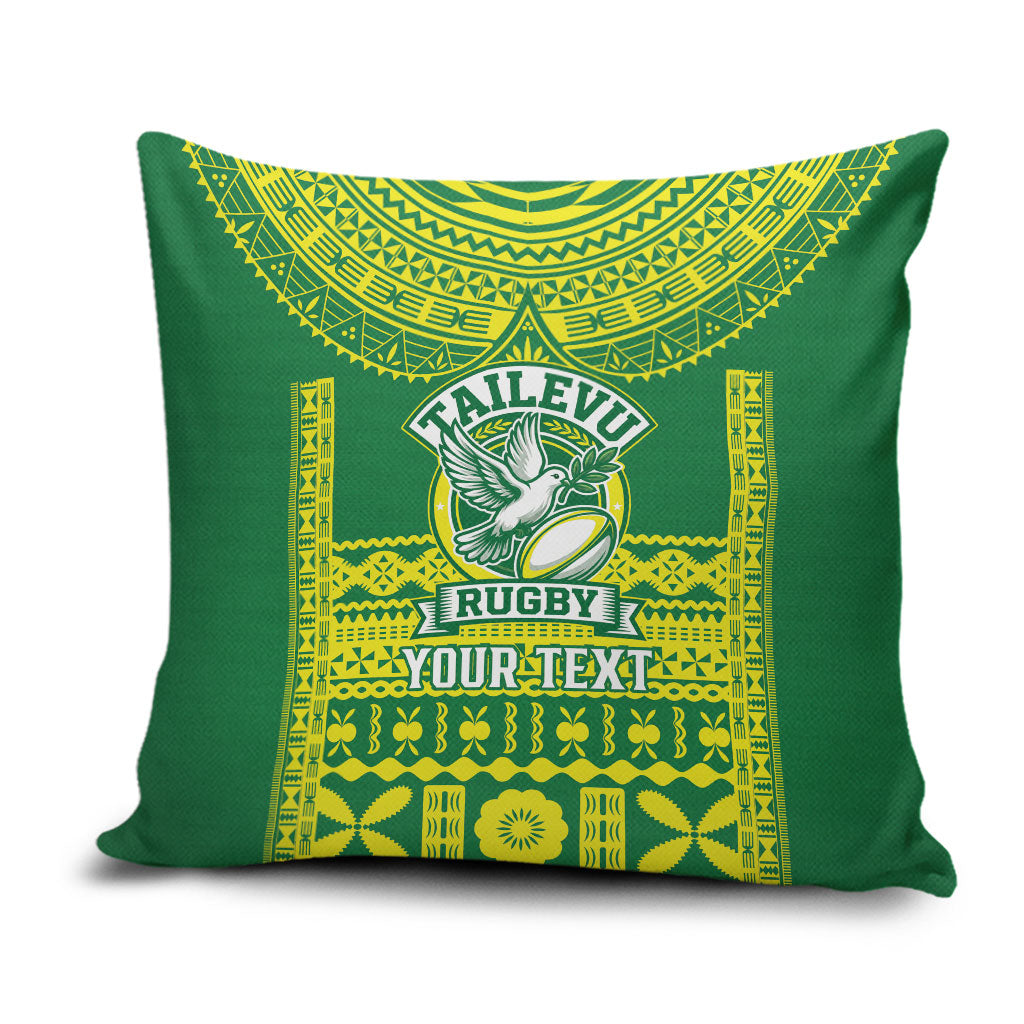 Fiji Tailevu Rugby Custom Pillow Cover Go Champions Fijian Tapa Pattern LT14 Green - Polynesian Pride