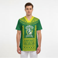 Fiji Tailevu Rugby Custom Scrub Top Go Champions Fijian Tapa Pattern LT14 - Polynesian Pride