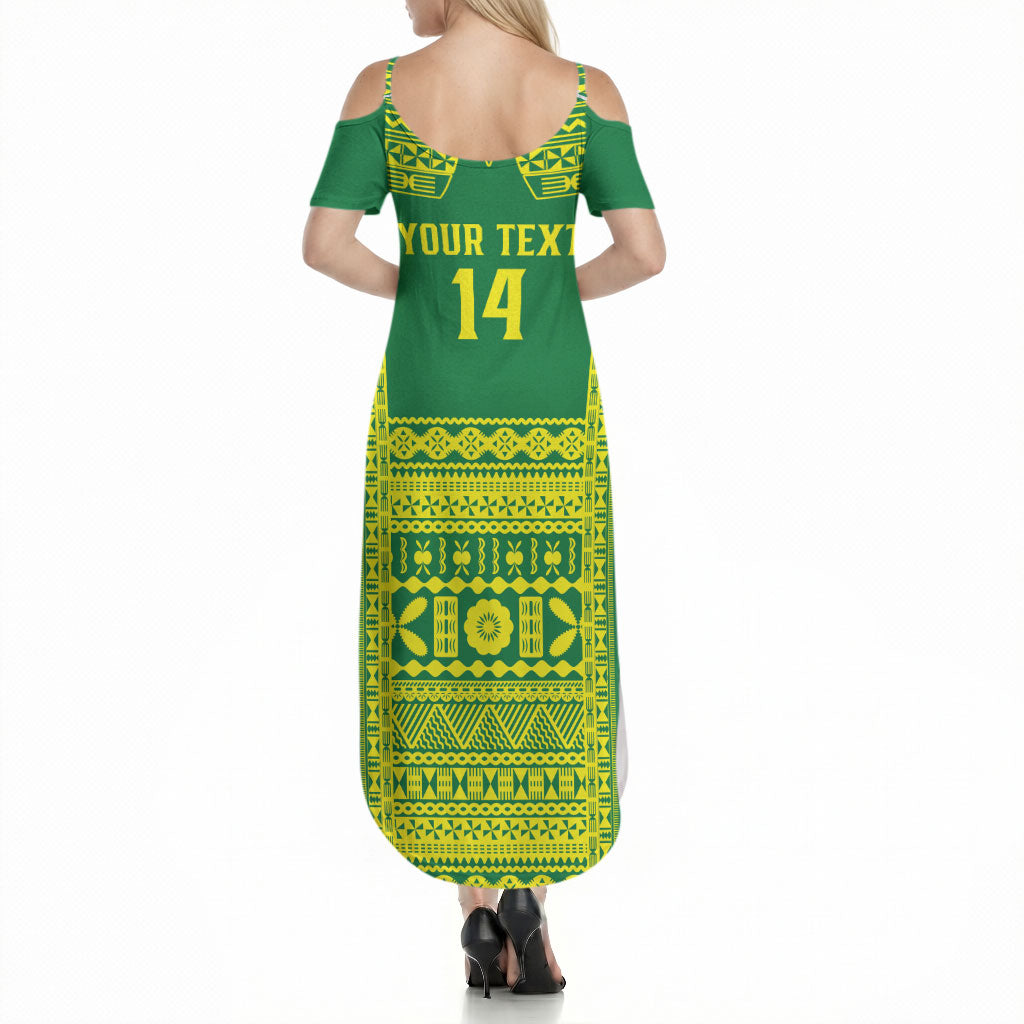 Fiji Tailevu Rugby Custom Summer Maxi Dress Go Champions Fijian Tapa Pattern LT14 - Polynesian Pride