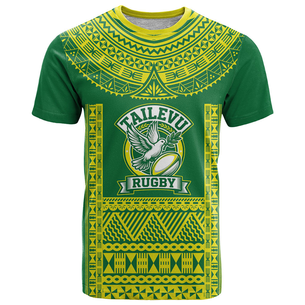 Fiji Tailevu Rugby Custom T Shirt Go Champions Fijian Tapa Pattern LT14 Green - Polynesian Pride