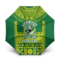 Fiji Tailevu Rugby Custom Umbrella Go Champions Fijian Tapa Pattern LT14 One Size Folded 11.42 inch Opened Diameter 37.4 inch Green - Polynesian Pride