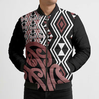 New Zealand Bomber Puffer Jacket Aotearoa Kowhaiwhai Mix Taniko Art - Polynesian Pride