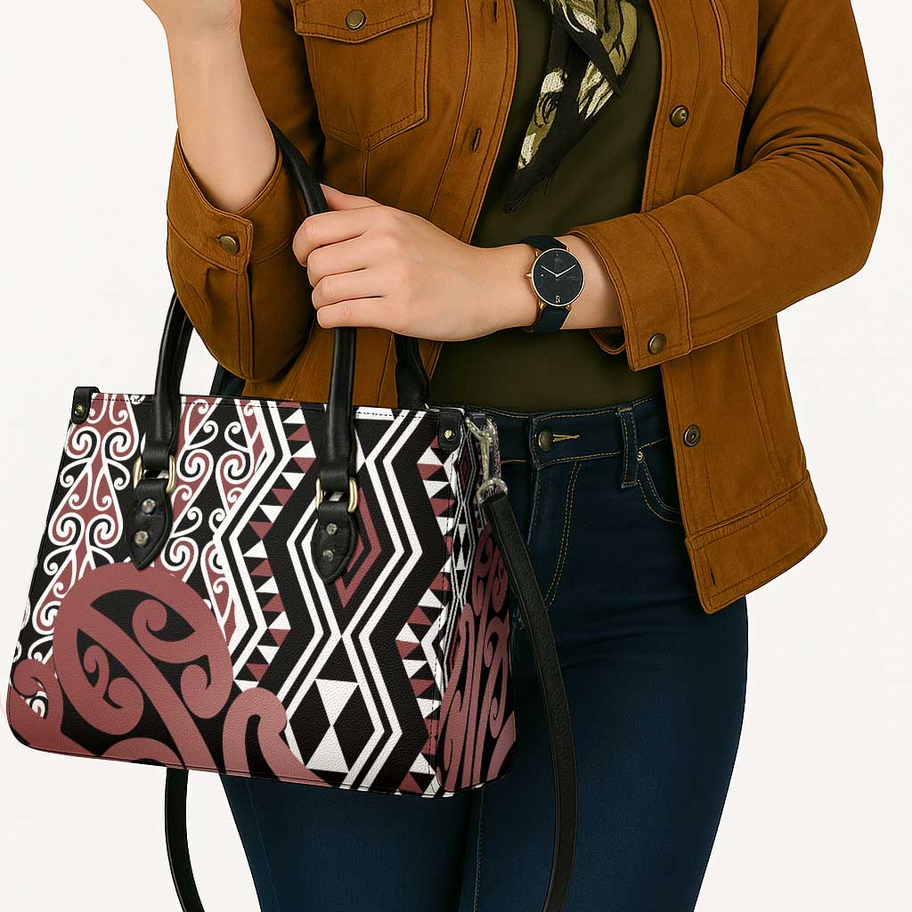 New Zealand Leather Bag Aotearoa Kowhaiwhai Mix Taniko Art - Polynesian Pride